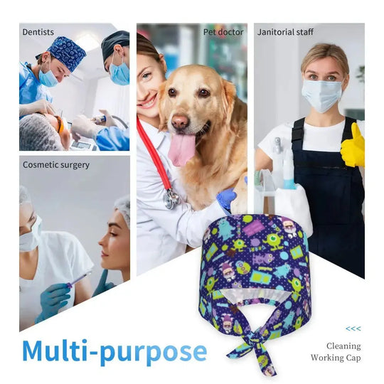 Gorro de trabajo ajustable personalizado con dibujos animados de la Universidad de Monsters, gorro quirúrgico para hombres y mujeres, gorro quirúrgico para enfermería, médico y cirujano MedSurgery Store For Digital Health