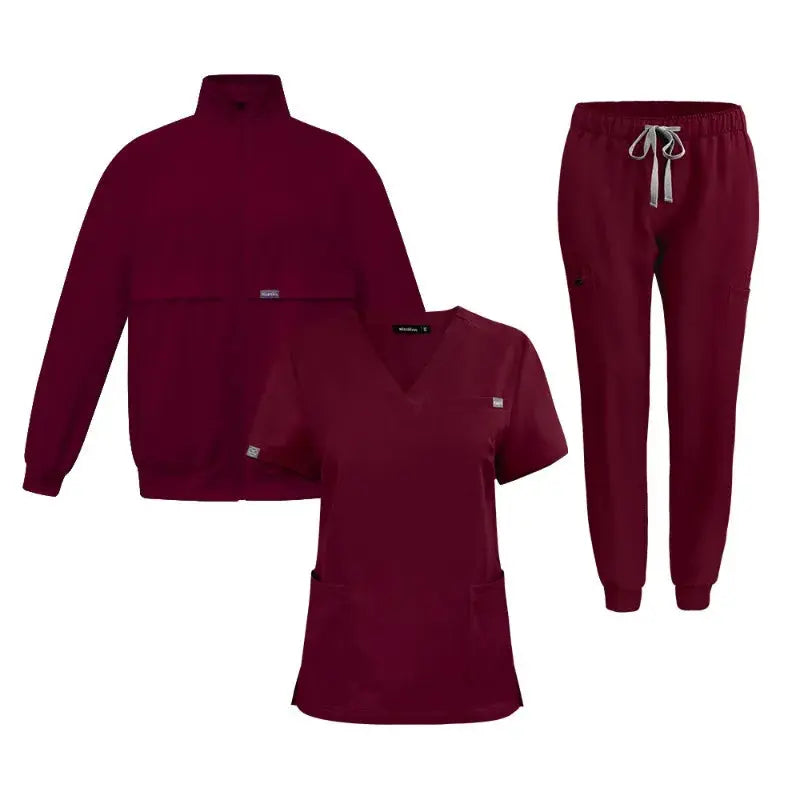 Top de trabajo, uniforme de médico y enfermera, pantalones sencillos con más bolsillos, pantalones de exfoliación Dental, trajes médicos Unisex, conjunto de 3 piezas CJdropshipping