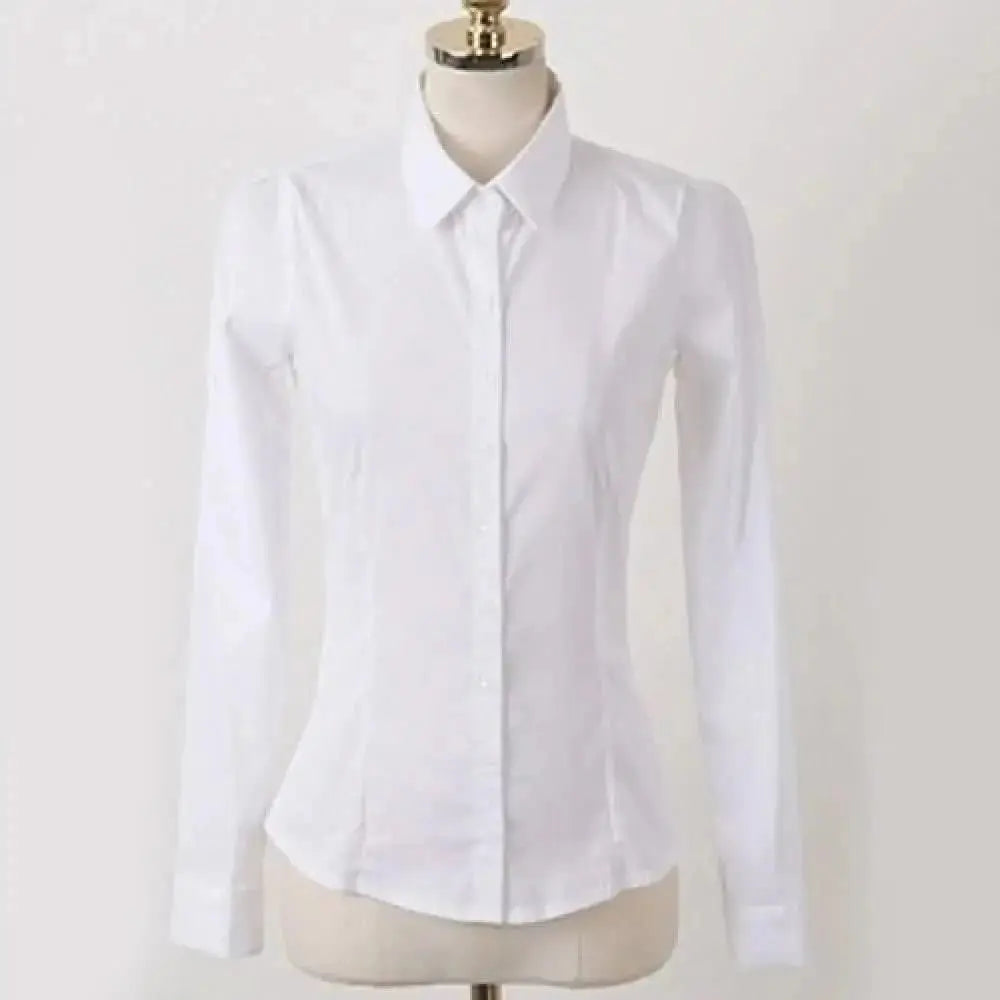 Camisa Blanca Profesional para Mujer – Ajuste Regular, Manga Larga, Transpirable.