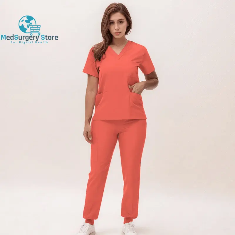 2025 New Nurse Uniforms V-Neck Top Jogger Pants Scrub Sets Surgical Workwear Dentist Nursing Suit Hospital Doctor Outfit S21