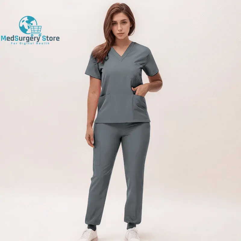 2025 New Nurse Uniforms V-Neck Top Jogger Pants Scrub Sets Surgical Workwear Dentist Nursing Suit Hospital Doctor Outfit S21
