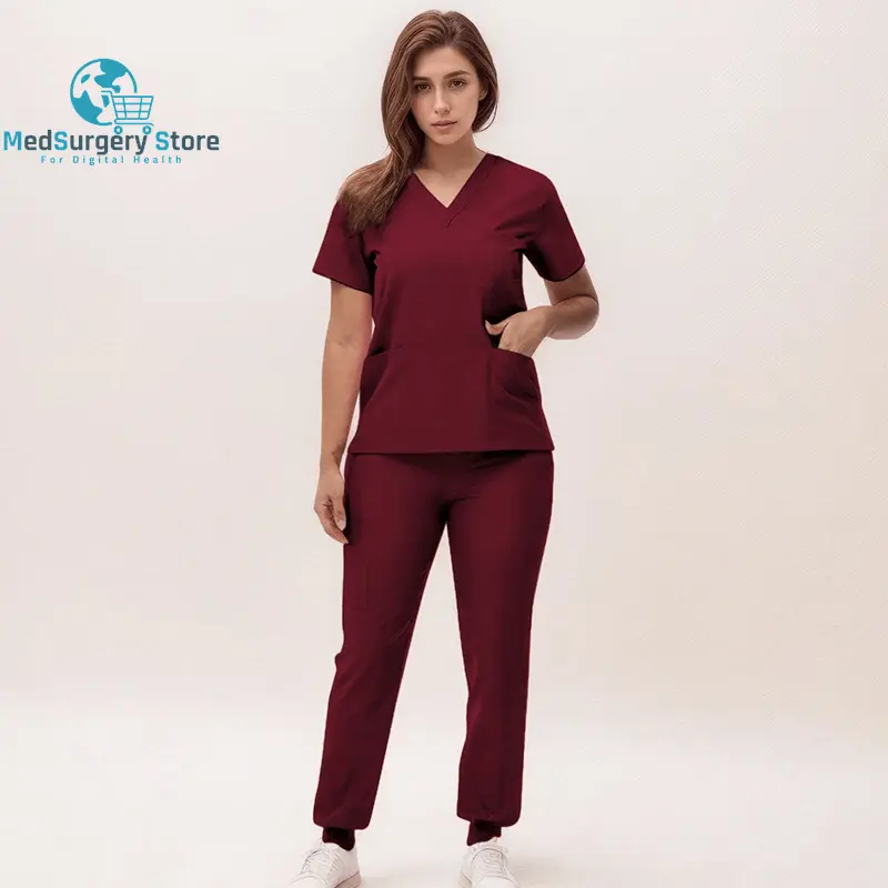 2025 New Nurse Uniforms V-Neck Top Jogger Pants Scrub Sets Surgical Workwear Dentist Nursing Suit Hospital Doctor Outfit S21