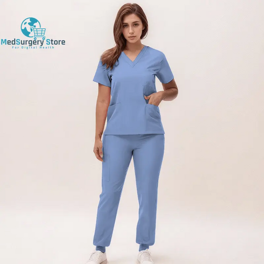 2025 New Nurse Uniforms V-Neck Top Jogger Pants Scrub Sets Surgical Workwear Dentist Nursing Suit Hospital Doctor Outfit S21