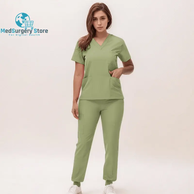2025 New Nurse Uniforms V-Neck Top Jogger Pants Scrub Sets Surgical Workwear Dentist Nursing Suit Hospital Doctor Outfit S21
