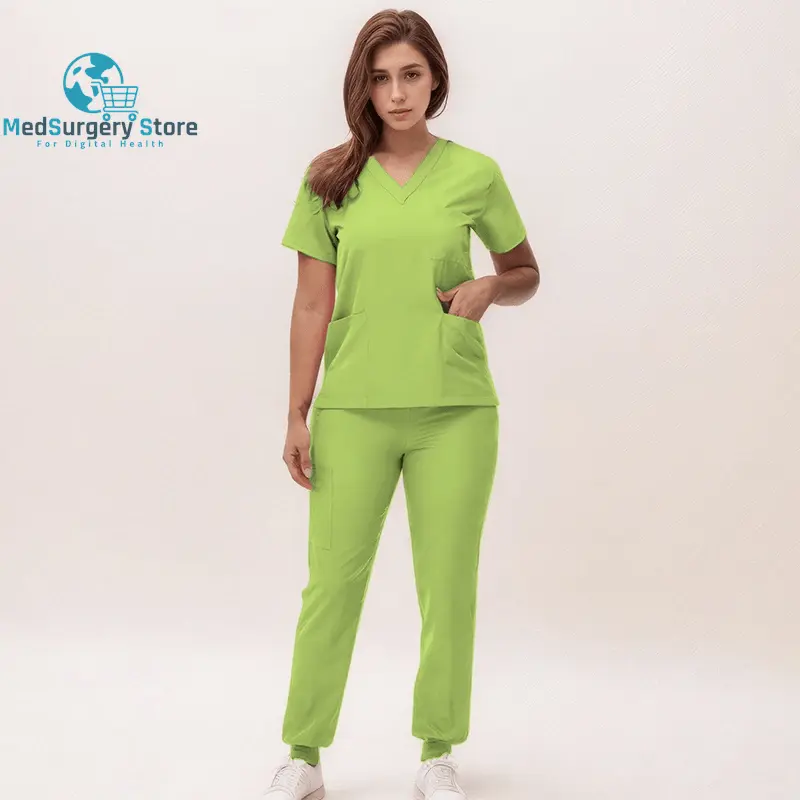 2025 New Nurse Uniforms V-Neck Top Jogger Pants Scrub Sets Surgical Workwear Dentist Nursing Suit Hospital Doctor Outfit S21
