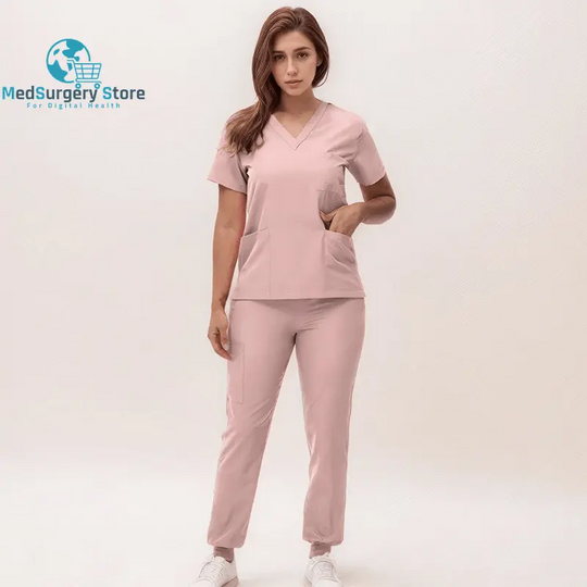 2025 New Nurse Uniforms V-Neck Top Jogger Pants Scrub Sets Surgical Workwear Dentist Nursing Suit Hospital Doctor Outfit S21