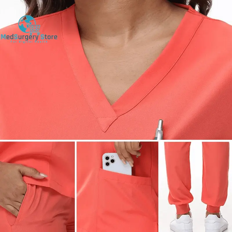 2025 New Nurse Uniforms V-Neck Top Jogger Pants Scrub Sets Surgical Workwear Dentist Nursing Suit Hospital Doctor Outfit S21