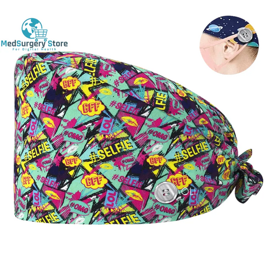 New Scrub Nurse Hat Floral Bouffant Cap Fashion Multicolor Nurse Scrub Caps Adjustable Bandage Turban Surgical Doctor Nurse Hats