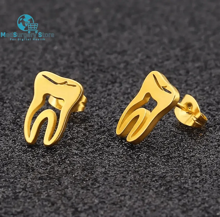Minimalist Korean Fashion Earrings Punk Stainless Steel Dentist Tooth Stud Earrings for Women Doctor Nurse Accessories Aretes