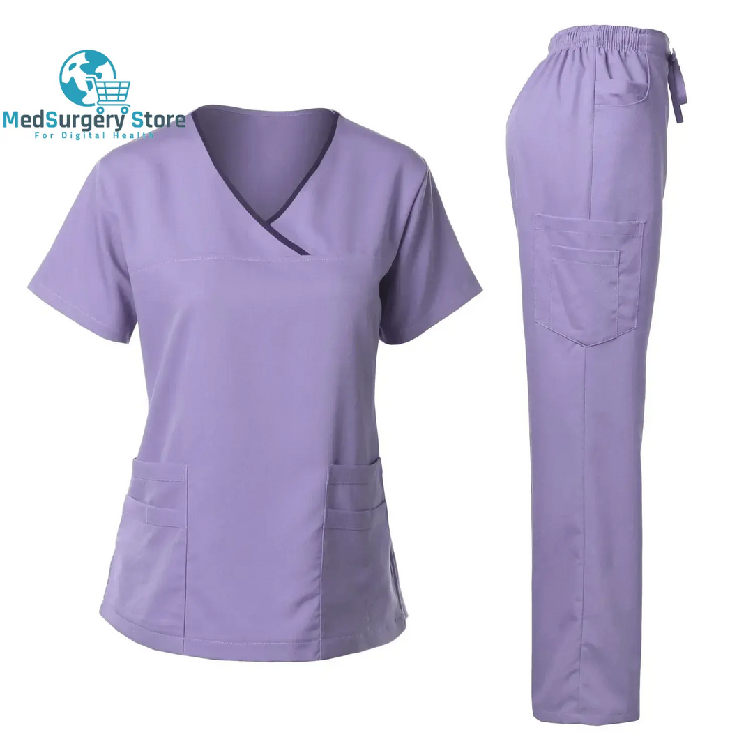 High Quality Surgical Uniform Woman Hospital Clinical Beauty Salon Spa Tops and Pants Medical Women Nursing Scrub Uniforms Sets