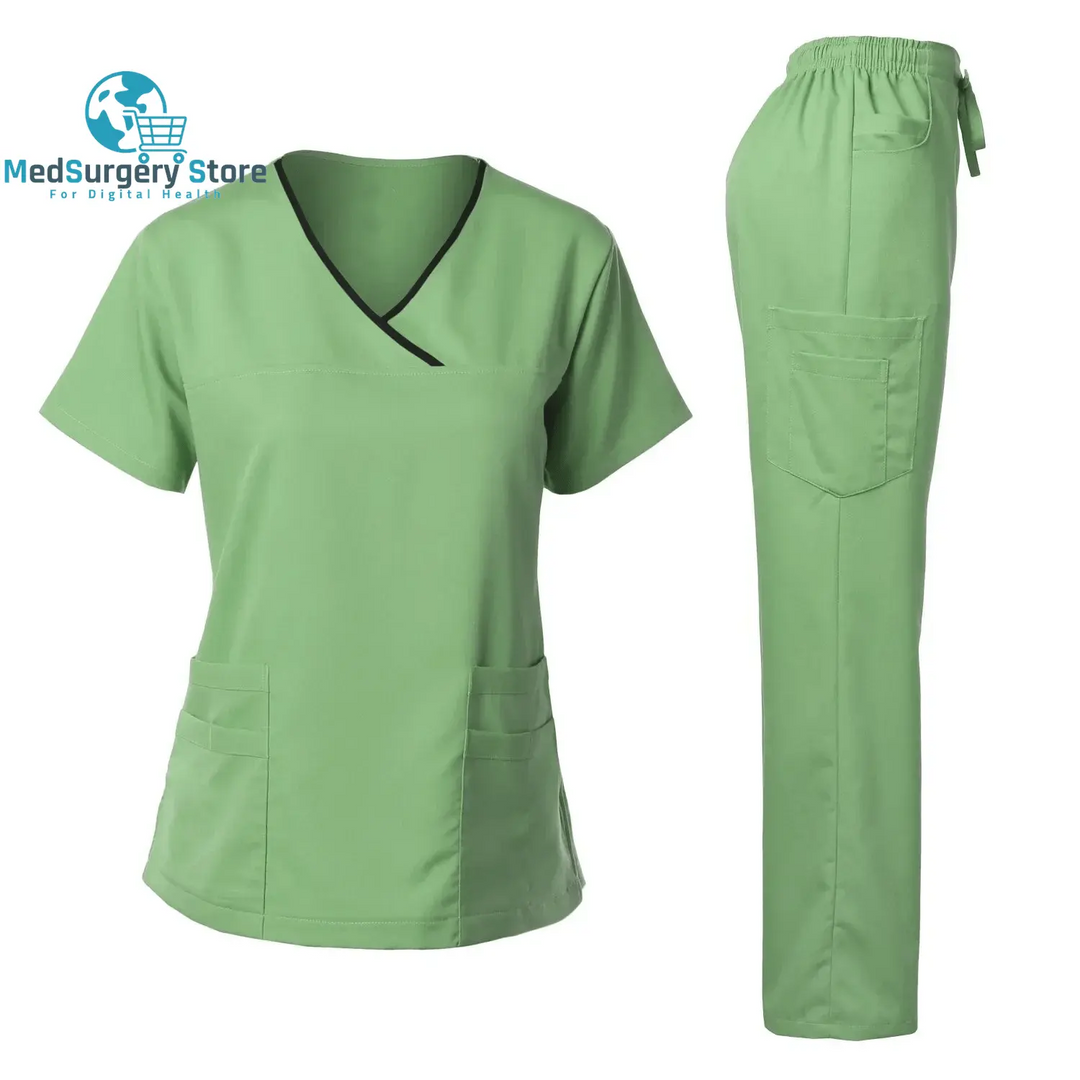 High Quality Surgical Uniform Woman Hospital Clinical Beauty Salon Spa Tops and Pants Medical Women Nursing Scrub Uniforms Sets