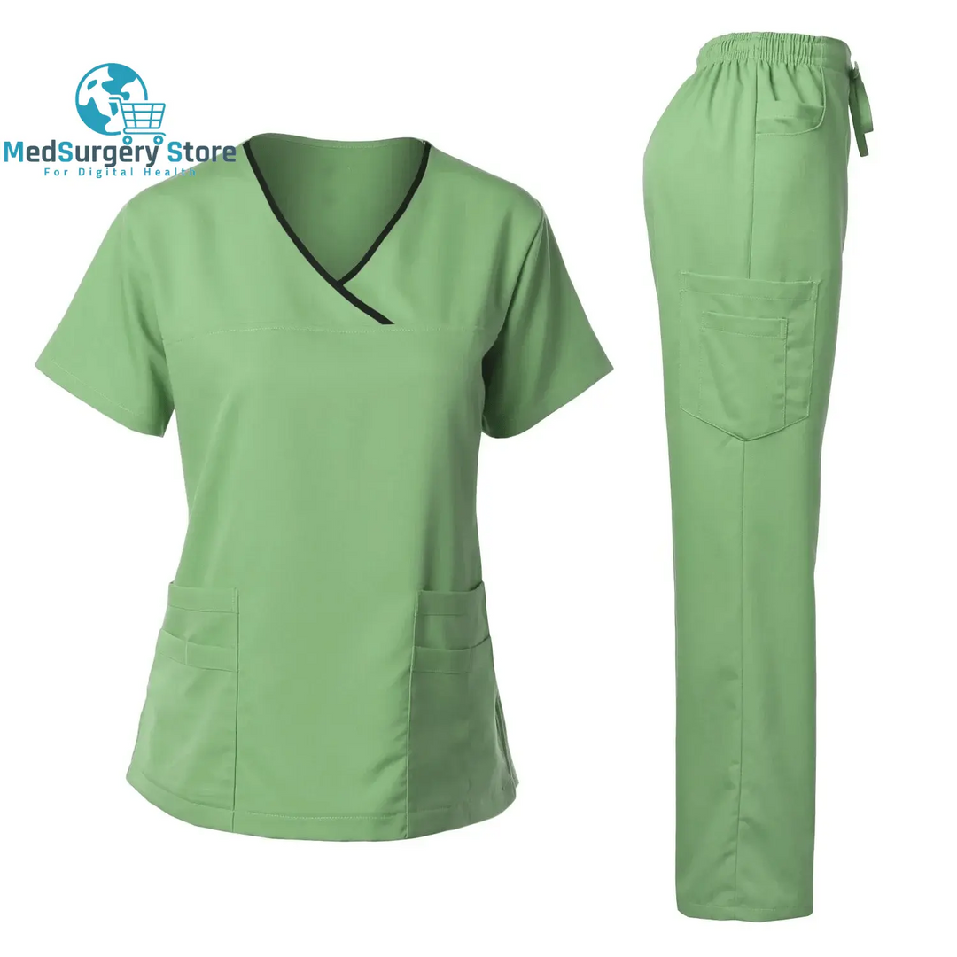 High Quality Surgical Uniform Woman Hospital Clinical Beauty Salon Spa Tops and Pants Medical Women Nursing Scrub Uniforms Sets