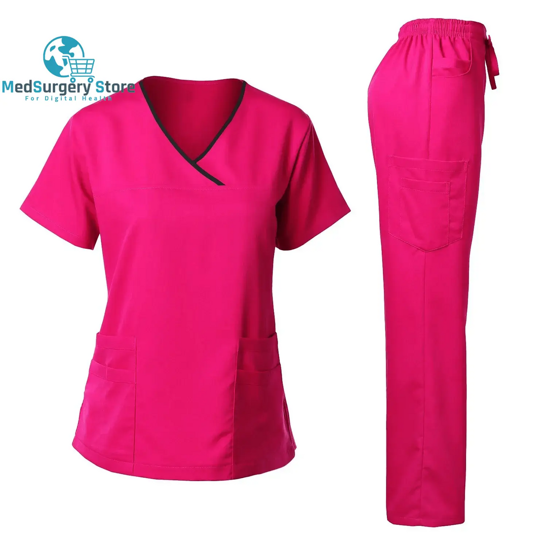 High Quality Surgical Uniform Woman Hospital Clinical Beauty Salon Spa Tops and Pants Medical Women Nursing Scrub Uniforms Sets