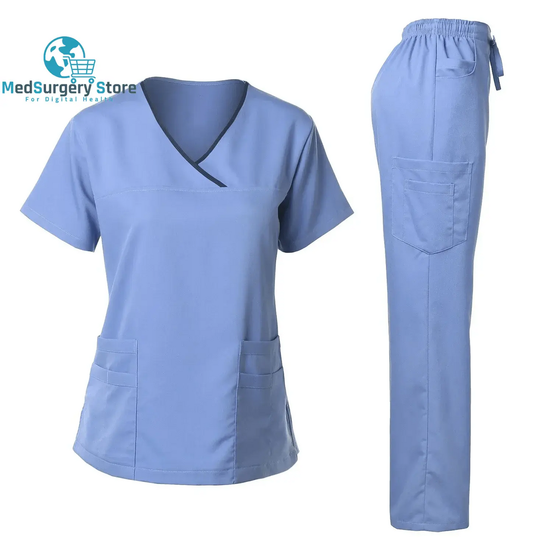 High Quality Surgical Uniform Woman Hospital Clinical Beauty Salon Spa Tops and Pants Medical Women Nursing Scrub Uniforms Sets
