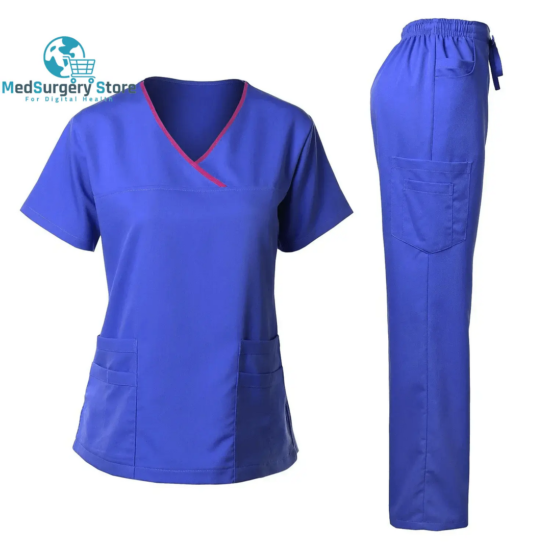 High Quality Surgical Uniform Woman Hospital Clinical Beauty Salon Spa Tops and Pants Medical Women Nursing Scrub Uniforms Sets