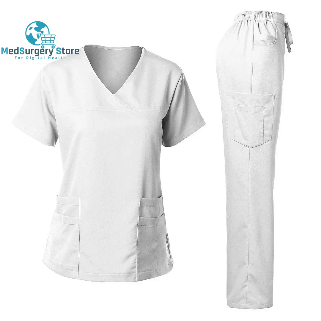 High Quality Surgical Uniform Woman Hospital Clinical Beauty Salon Spa Tops and Pants Medical Women Nursing Scrub Uniforms Sets