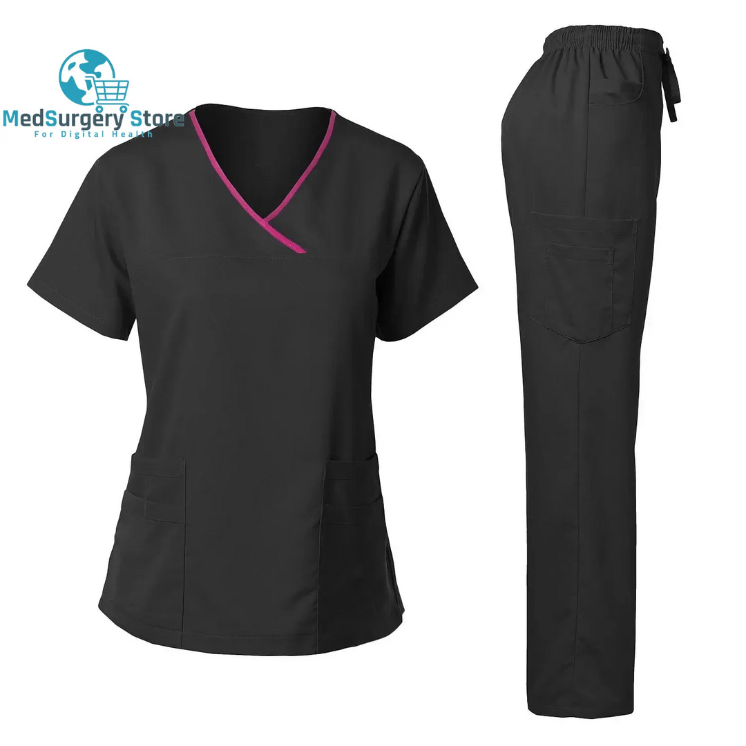 High Quality Surgical Uniform Woman Hospital Clinical Beauty Salon Spa Tops and Pants Medical Women Nursing Scrub Uniforms Sets