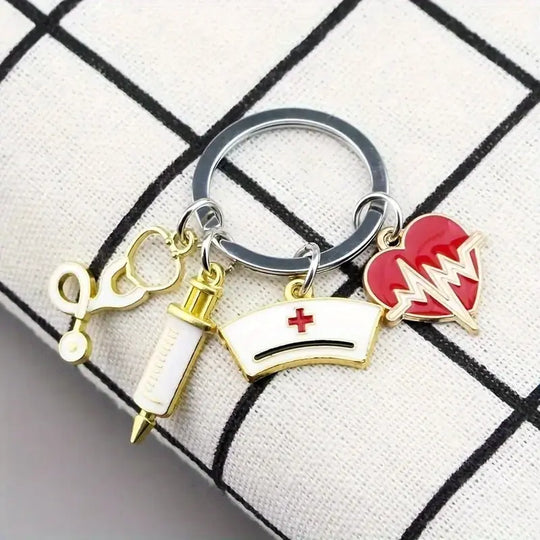 Syringe, Stethoscope, Nurse Cap, Care Key Chain For Doctor, Gift To Medical StaffMedSurgery Store For Digital HealthMedSurgery Store For Digital Health601099535600278 - SilverySilverySyringe, Stethoscope, Nurse Cap, Care Key Chain For Doctor, Gift To Medical Staff