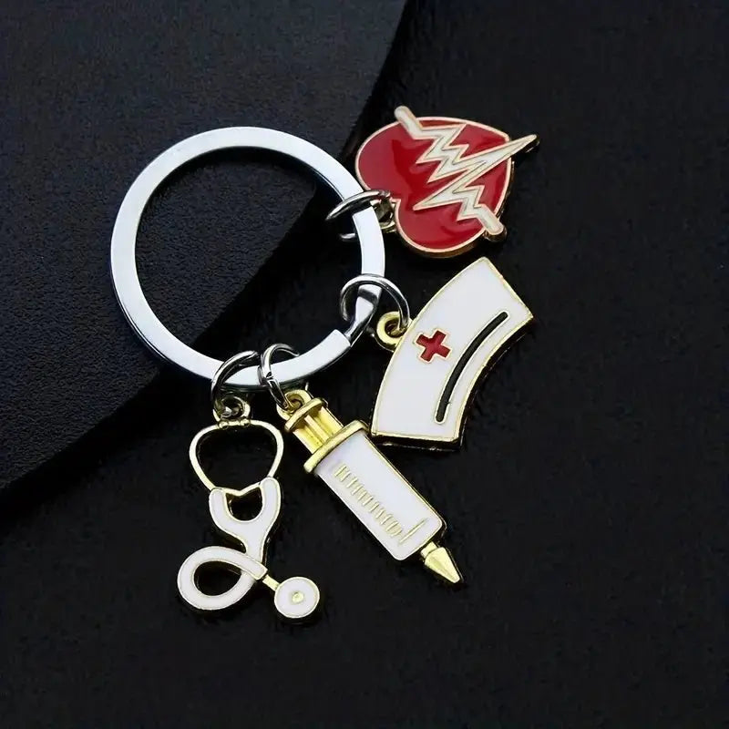 Syringe, Stethoscope, Nurse Cap, Care Key Chain For Doctor, Gift To Medical StaffMedSurgery Store For Digital HealthMedSurgery Store For Digital Health601099535600278 - SilverySilverySyringe, Stethoscope, Nurse Cap, Care Key Chain For Doctor, Gift To Medical Staff