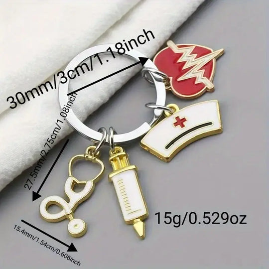 Syringe, Stethoscope, Nurse Cap, Care Key Chain For Doctor, Gift To Medical StaffMedSurgery Store For Digital HealthMedSurgery Store For Digital Health601099535600278 - SilverySilverySyringe, Stethoscope, Nurse Cap, Care Key Chain For Doctor, Gift To Medical Staff