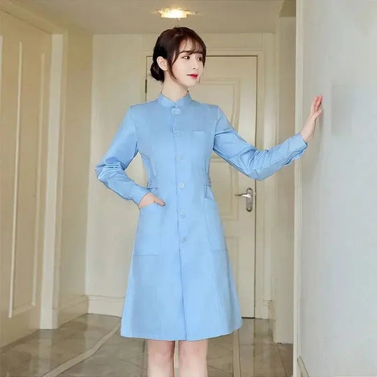 Uniforme de enfermera, batas de laboratorio para mujer, traje de enfermera profesional, ropa de trabajo de manga larga para salón de belleza, vestido médico de Color sólidodsers - fulfillment - serviceMedSurgery Store For Digital Health1005006321805856 - Blue - XXLBlueXXLUniforme de enfermera, batas de laboratorio para mujer, traje de enfermera profesional, ropa de trabajo de manga larga para salón de belleza, vestido médico de Color sólido