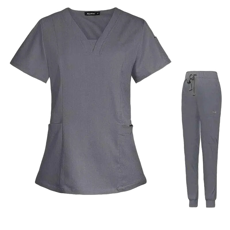 V - neck Split Surgical Gown Suit Female Short - sleeved NurseApparel & AccessoriesCJdropshippingMedSurgery Store For Digital HealthCJTZ153517222VEGreyXSV - neck Split Surgical Gown Suit Female Short - sleeved Nurse