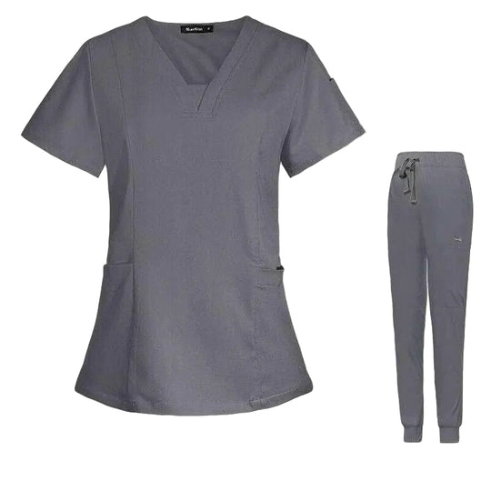 V - neck Split Surgical Gown Suit Female Short - sleeved NurseApparel & AccessoriesCJdropshippingMedSurgery Store For Digital HealthCJTZ153517222VEGreyXSV - neck Split Surgical Gown Suit Female Short - sleeved Nurse