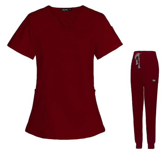 V - neck Split Surgical Gown Suit Female Short - sleeved NurseApparel & AccessoriesCJdropshippingMedSurgery Store For Digital HealthCJTZ153517229CXWine RedXSV - neck Split Surgical Gown Suit Female Short - sleeved Nurse