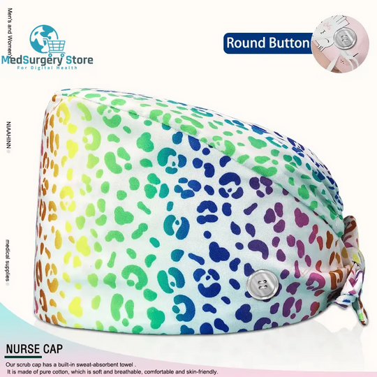 Wholesale Unisex Scrubs Cap Adjustable Cotton Printing Surgical Hats Nurse Uniform Accessories Hospital Beauty Store Work Caps