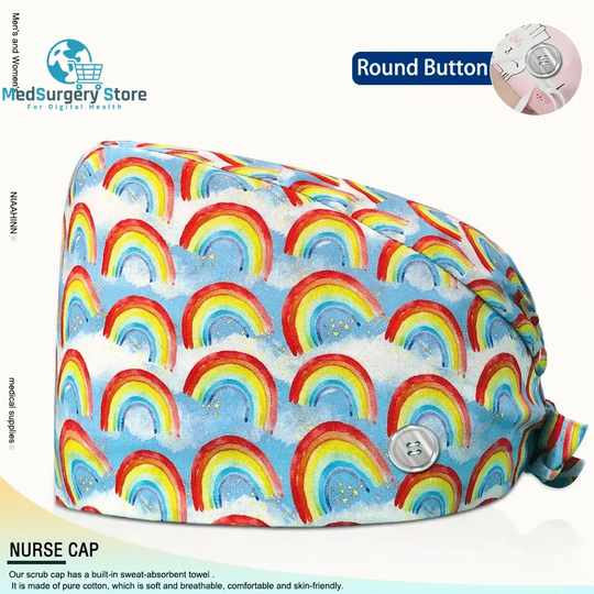 Wholesale Unisex Scrubs Cap Adjustable Cotton Printing Surgical Hats Nurse Uniform Accessories Hospital Beauty Store Work Caps