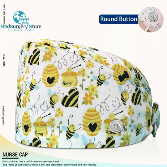 Wholesale Unisex Scrubs Cap Adjustable Cotton Printing Surgical Hats Nurse Uniform Accessories Hospital Beauty Store Work Caps
