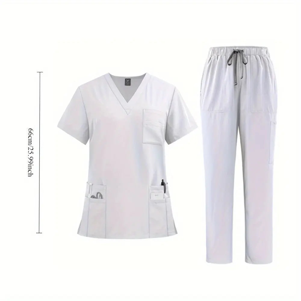 Women's Professional Medical Scrub Set - Comfort Fit, V - Neck Top with Pockets & Straight Leg Pants for Doctors and Nursesdsers - fulfillment - serviceMedSurgery Store For Digital Health601099614988804 - Black - SBlackSWomen's Professional Medical Scrub Set - Comfort Fit, V - Neck Top with Pockets & Straight Leg Pants for Doctors and Nurses